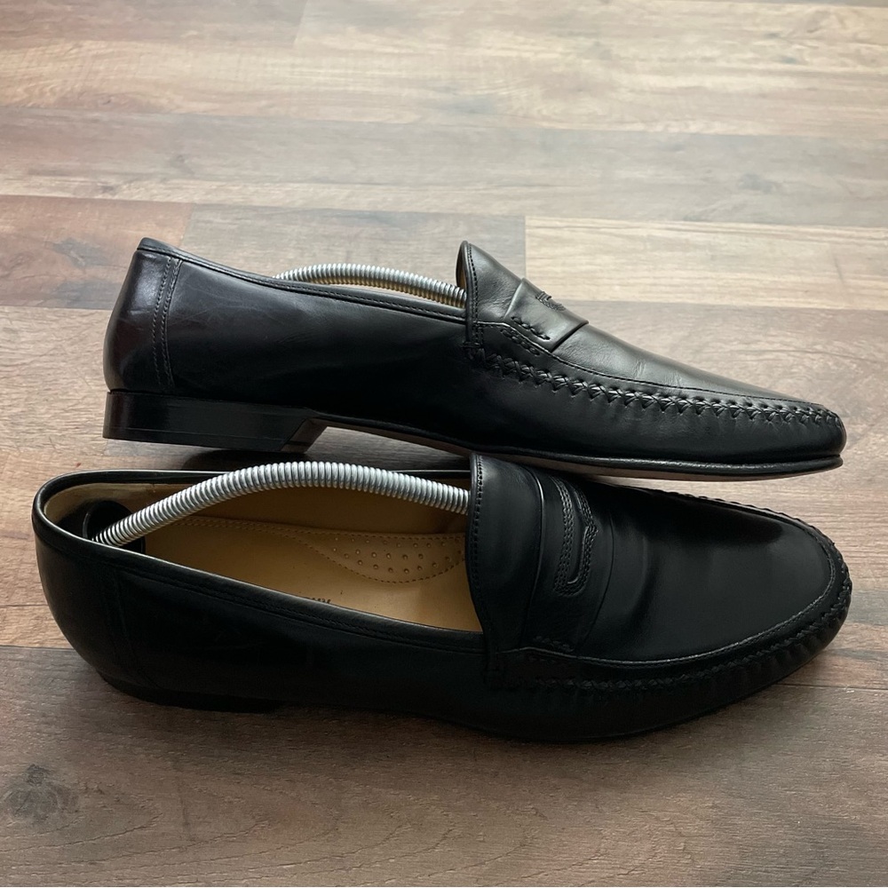 Johnston & Murphy Men's Dress Shoes Black Leather Penny Loafers
Size 12 M
